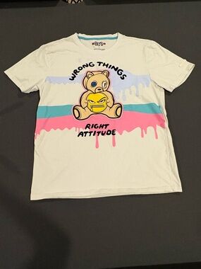 BKYS White Graphic Tee - 'Wrong Things Right Attitude'